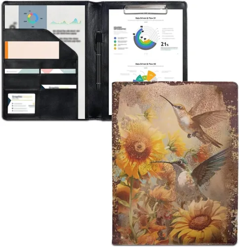 Vista 14 de Flashideas Organizador de padfolio de flores azules y rosadas, carpeta de negocios, carpeta de negocios, organizador de documentos para entrevista