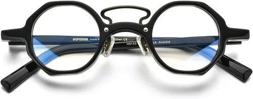 Vista 4 de HEPIDEM Acetate Glasses Frame Men,Round Optical Eyeglasses Women Vintage Retro Eyewear 9153