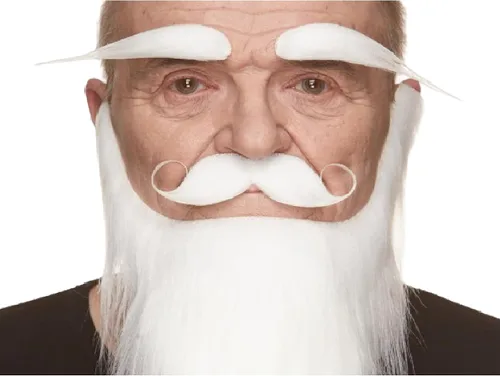 Vista 17 de Mustaches Fake Facial Hair Set, Beard, Eyebrows, Self-Adhesive Rey medieval negro