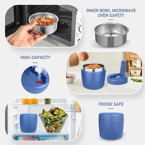 Vista 9 de Termo para comida caliente de 40 onzas, tarro de comida aislado al vacío para adultos, de acero inoxidable, termo de sopa de boca ancha a prueba