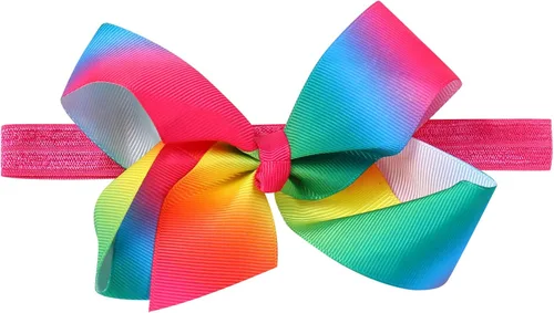 Vista 6 de ODASDO Conjunto de banda de tutú con diadema, diseño bohemio, arco iris, cumpleaños, para niñas y niños pequeños