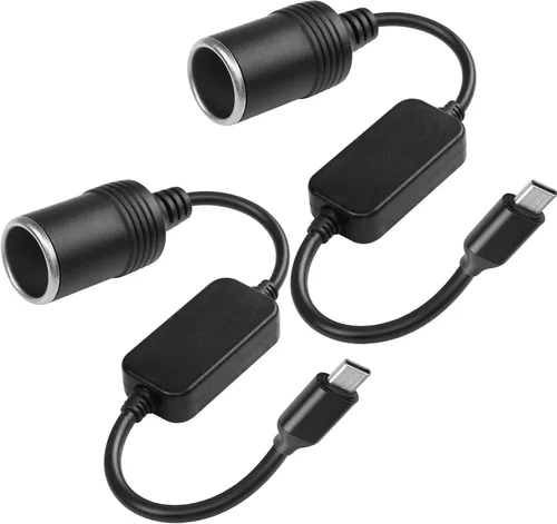 Vista 8 de CERRXIAN Cable de alimentación USB C macho a 12V 8W para encendedor de cigarrillos, cable de alimentación para Dash Cam, GPS, tiras de luz LED