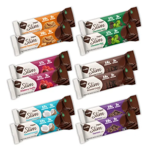 Vista 17 de Nugo Slim Dark Chocolate Mint, 0.71 oz de proteína vegana, 0.11 oz de azúcar, 0.16 oz de fibra, bajo en carbohidratos netos, apto para dieta