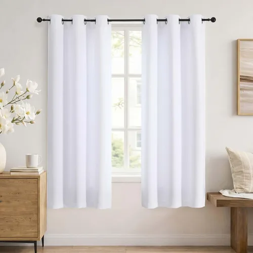 Vista 59 de Simplebrand Cortinas blancas puras de 96 pulgadas de largo para oscurecer la habitación, juego de 2 paneles para dormitorio/sala de estar, bloqueo