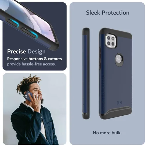 Vista 4 de TUDIA DualShield - Funda para teléfono Motorola One 5G ACE 2021, [Fusionar] a prueba de golpes, grado militar, doble capa, resistente, delgada