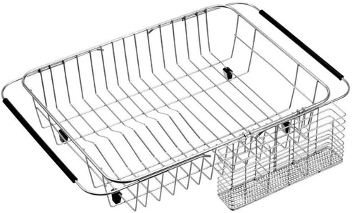 Vista 7 de SANNO Escurridor de platos con soporte para utensilios de acero inoxidable, escurridor grande para platos, estante expandible para fregadero o sobre