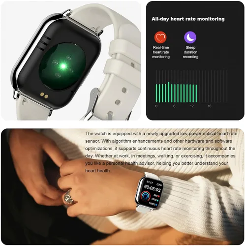Vista 5 de Q&F Tech C7Pro - Reloj inteligente para seguimiento de salud y fitness, presión arterial y oxígeno/frecuencia cardíaca, sueño, deportes, llamada
