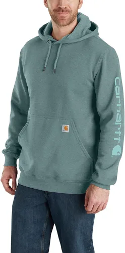 Vista 43 de Carhartt Sudadera de ajuste holgado para hombre con logotipo en la manga, de peso medio, gráfica, liquidación Terreno ámbar