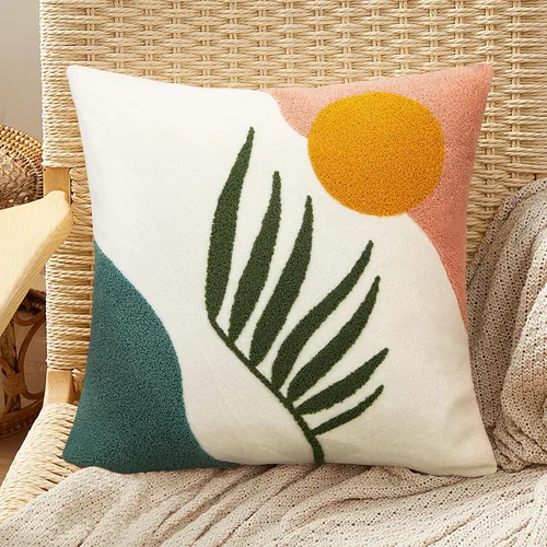 Vista 21 de Merrycolor Fundas de almohada decorativas bohemias para cama, modernas de mediados de siglo, fundas de almohada verde hoja, funda de almohada