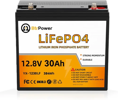 Vista 9 de Batería de litio de 12 V, batería LiFePO4 de ciclo profundo 5000+ con BMS integrado de 100 A para almacenamiento en el hogar, motor de arrastre, RV