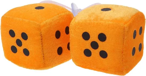 Vista 6 de Paquete de 2 dados peludos para espejo de automóvil, 6 opciones de color, dados colgantes de felpa con ventosa fuerte, accesorio clásico retro