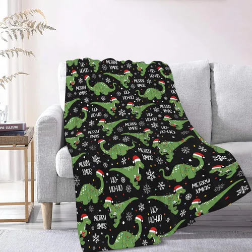 Vista 9 de Regalos de Mantas de Dinosaurio de Navidad Súper Suaves y Ligeras de Franela para Niños, Adultos, Adecuadas para Sofá, Cama, Campamento, Viajes