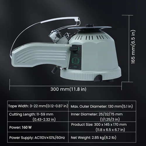 Vista 4 de U.S. Solid Dispensador de cinta eléctrica Zcut-2 Máquina automática de corte de cinta