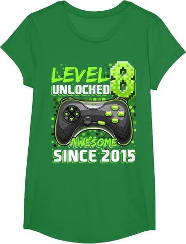 Vista 76 de Level 8 Unlocked Awesome 2015 Video Game 8th Birthday Boy T-Shirt, Negro