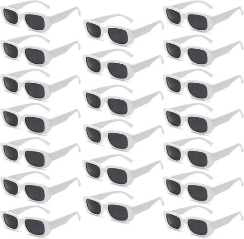 Vista 10 de YQVIE 20 Pack Small Rectangle Sunglasses Bulk for Women Men Trendy Square Party Glasses rosado (10pink/10hotpink)