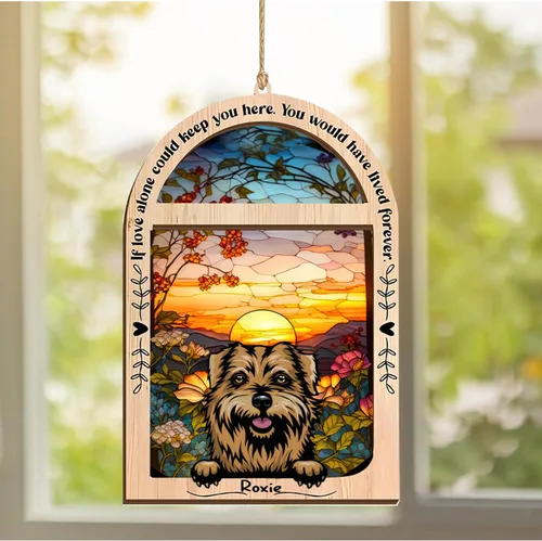 Vista 341 de LOVELYPOD Adorno de Navidad personalizado de sabueso afgano, atrapasoles con nombre, regalos de pérdida de mascotas, regalos para amantes