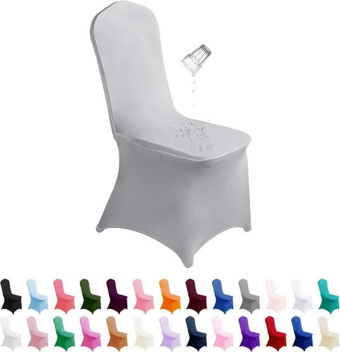 Vista 22 de SUPERO Funda impermeable de poliéster y elastano para silla (100 unidades, color negro) - Fundas elásticas para sillas de comedor, protector