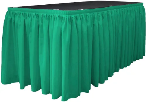 Vista 45 de LA Linen Falda de mesa de popelina de poliéster para mesas rectangulares, tela plisada para banquetes de boda, 14 pies por 29 pulgadas de largo