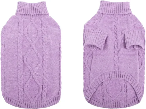 Vista 100 de Queenmore - Suéter de punto trenzado con cuello alto para perros pequeños, para climas fríos, para chihuahua, bulldog, teckel, carlino y yorkie, XS