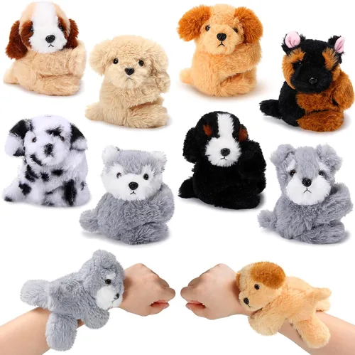 Vista 15 de Liliful Paquete de 8 pulseras de peluche para niños, regalos de animales de peluche, premios de clase de graduación de 8 pulgadas, muñequera, linda