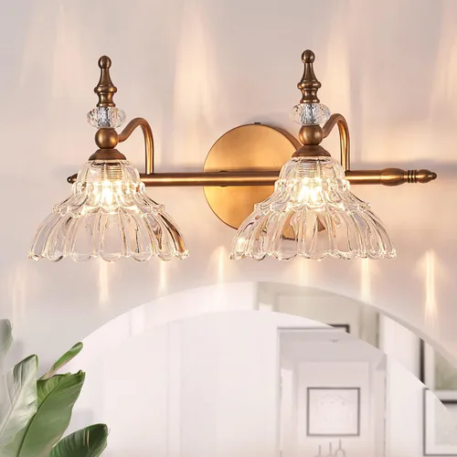 Vista 11 de HDDFL Lámpara de baño sobre espejo, accesorios de iluminación de tocador de latón mate, apliques de pared modernos para dormitorio, baño, pasillo