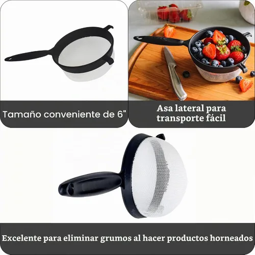 Vista 2 de IMUSA IMU-71133W Colador de plástico, negro, 6 pulgadas, 1 unidad (paquete de 1)