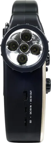 Vista 5 de Kaito KA340 Linterna solar de campamento LED recargable con manivela de dinamo para emergencia AM/FM/SW NOAA Radio solar con Bluetooth, linterna