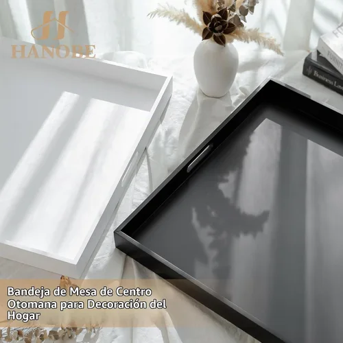 Vista 8 de Hanobe - Bandeja decorativa otomana con asas recortadas, 20 pulgadas