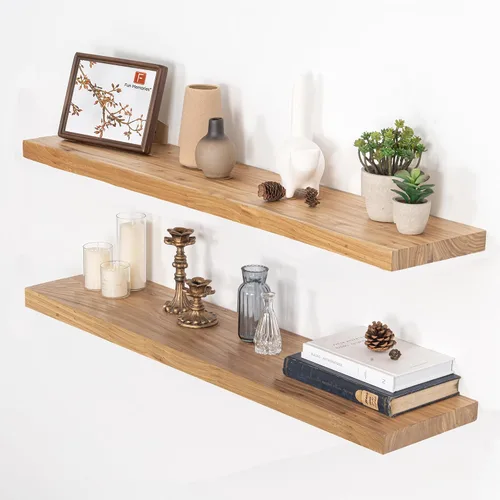 Vista 59 de Estantes flotantes para decoración de pared, estantes rústicos de madera recuperada de 24 x 8 pulgadas, estantes de montaje en pared resistentes