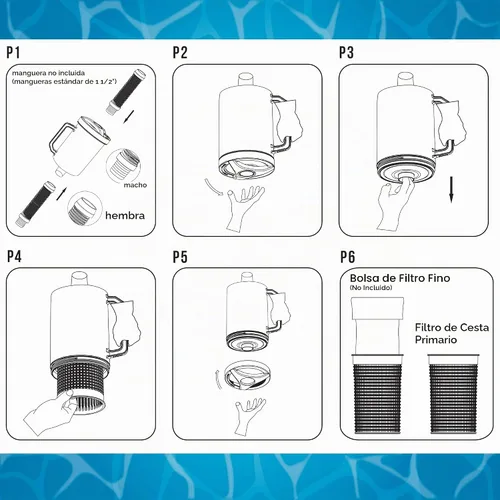 Vista 7 de U.S. Pool Supply Atrapasador de hojas de piscina - Recipiente de hojas de piscina en línea, aspiradora para limpiador enterrado, cesta de filtro