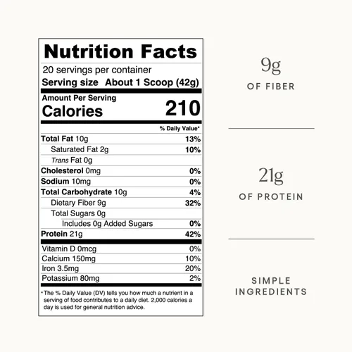 Vista 6 de Be Well By Kelly - Proteína en polvo a base de plantas de chocolate, vegana 0.74 oz de proteína 9G de fibra 1 NetCarb (3 ingredientes, 20 porciones)