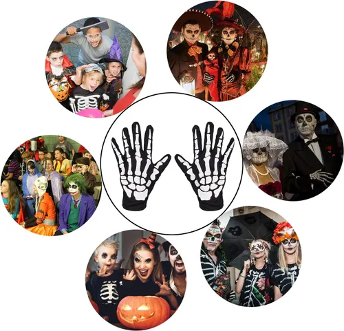 Vista 6 de Accesorios de Halloween, guantes de esqueleto de dedo completo