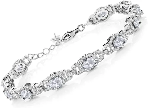 Vista 16 de Gem Stone King 7-14 Cttw Oval Gemstone Birthstone Tennis Bracelet For Women 925 Sterling Silver Oval 6X4MM 7 Inch With 1 Inch Extender Fine