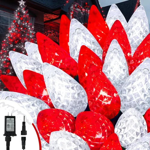 Vista 12 de Luces de cadena navideñas LED C6 conectables mejoradas de 250 LED multicolor, 82 pies, impermeables, luces centelleantes navideñas para exteriores