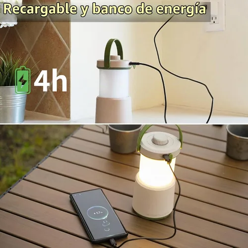 Vista 5 de Linterna de camping recargable, luz de camping de 230 horas de funcionamiento con 5 modos