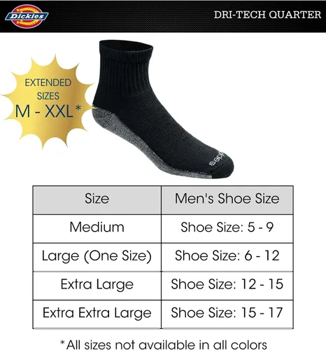 Vista 3 de Dickies Dri-tech - Calcetines para hombre con control de humedad (6, 12, 18 pares)