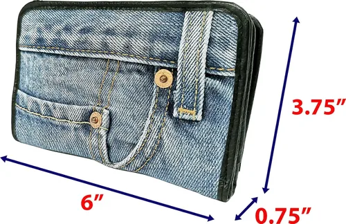Vista 6 de Bijoux De Ja Upcycling - Cartera compacta para mujer, diseño de mezclilla azul, Mezclilla azul, Francés