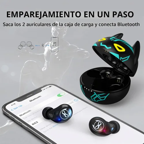 Vista 5 de Auriculares inalámbricos para niños con orejas pequeñas, auriculares con control táctil, auriculares in-ear inalámbricos, auriculares Bluetooth 5.3