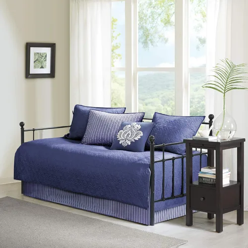 Vista 18 de Madison Park Coastal Damask - Juego de funda acolchada para sofá cama, 6 piezas, 39 x 75 pulgadas