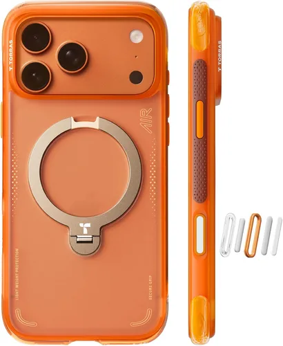 Vista 33 de TORRAS Ostand Q3 Air - Funda para iPhone 17 Pro con soporte magnético de 360°, compatible con MagSafe, probada contra caídas de grado mil, botón