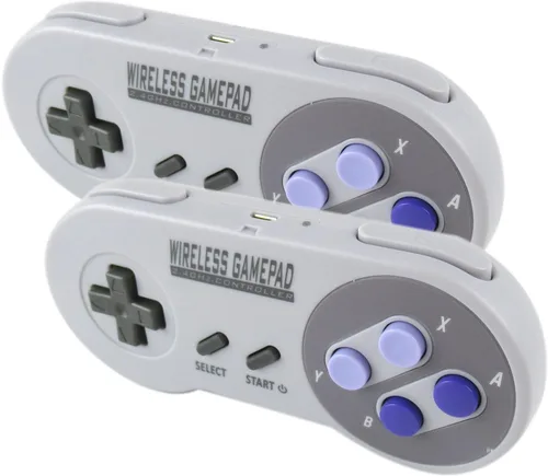 Vista 2 de 2 controladores inalámbricos para SNES Classic Edition MiniNES Classic Edition Gamepad con receptor inalámbrico USB compatible con interruptor