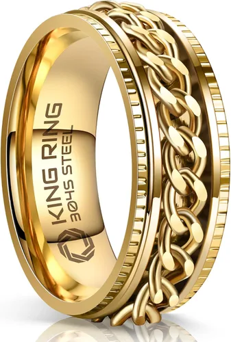 Vista 18 de King Ring 8mm Super Spinner Stainless Steel Fidget Rings – Designed in USA Negro