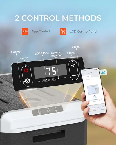 Vista 4 de EKOJUCE Refrigerador de 12 voltios, enfriador eléctrico de 43 cuartos, refrigerador para automóvil 12V/24V DC 100~240V AC, congelador portátil