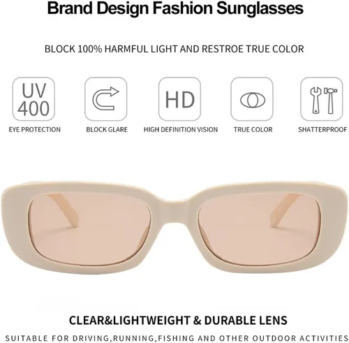 Vista 3 de BOJOD Gafas de sol rectangulares para mujer, gafas de sol retro a la moda, protección UV 400, gafas de marco cuadrado