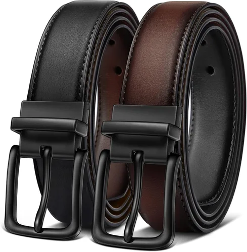 Vista 17 de BULLIANT Cinturón de cuero reversible para hombre, recortable, 1.25 Negro/Café Antiguo1033