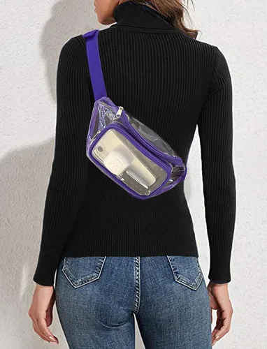 Vista 7 de Riñonera holográfica para mujer, diseño iridiscente, linda, para la cintura, a la moda, para fiestas rave, eventos, juegos, #7 Riñonera transparente
