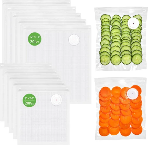 Vista 8 de Syntus 30 bolsas reutilizables selladoras al vacío para alimentos, pequeñas bolsas de almacenamiento de alimentos de 8 x 10 pulgadas con cremallera