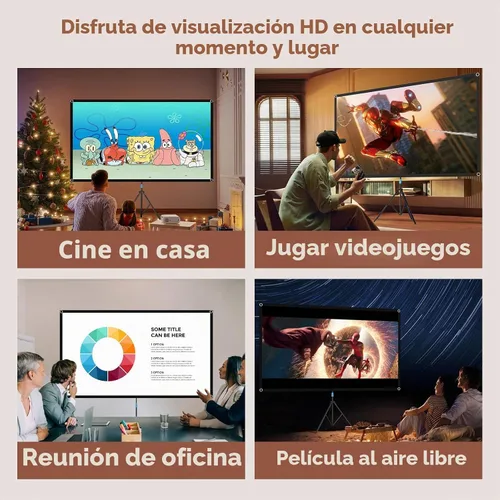 Vista 8 de Pantalla de proyector con soporte, pantalla de proyector portátil de 80 pulgadas para exteriores e interiores, pantalla de proyección ALR de 1.5
