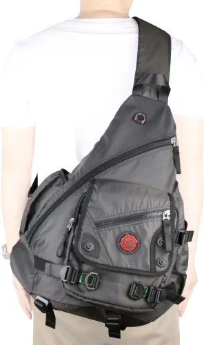 Vista 9 de bolso bandolera grande, mochila para portátil, bolso de mensajero cruzado, mochila de viaje para el hombro (A-Negro)