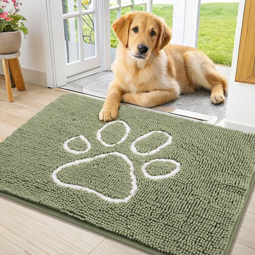 Vista 244 de Smiry Tapete para puerta de perro para patas fangosas, absorbente y Gris y negro